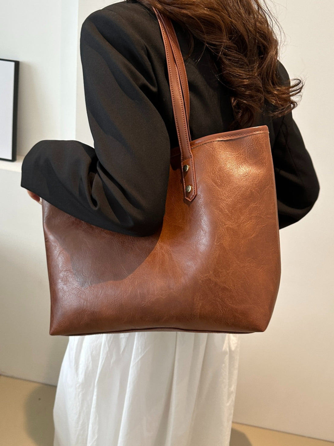 PU Leather Medium Shoulder Bag 