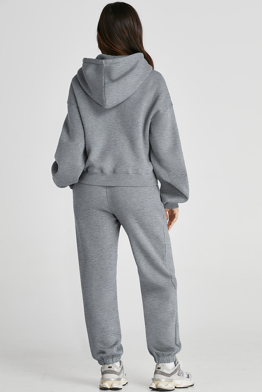 Dropped Shoulder Hooded Top and Pants Active Set 