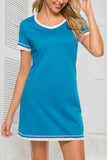 Contrast Trim Short Sleeve Lounge Dress 