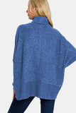 Zenana Full Size Brushed Melange Hacci Turtleneck Sweater 
