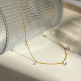 Stainless Steel Rhinestone Charm Necklace 