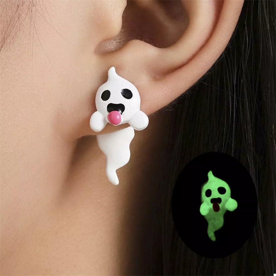 Halloween Ghost and Pumpkin Dangle Earrings 