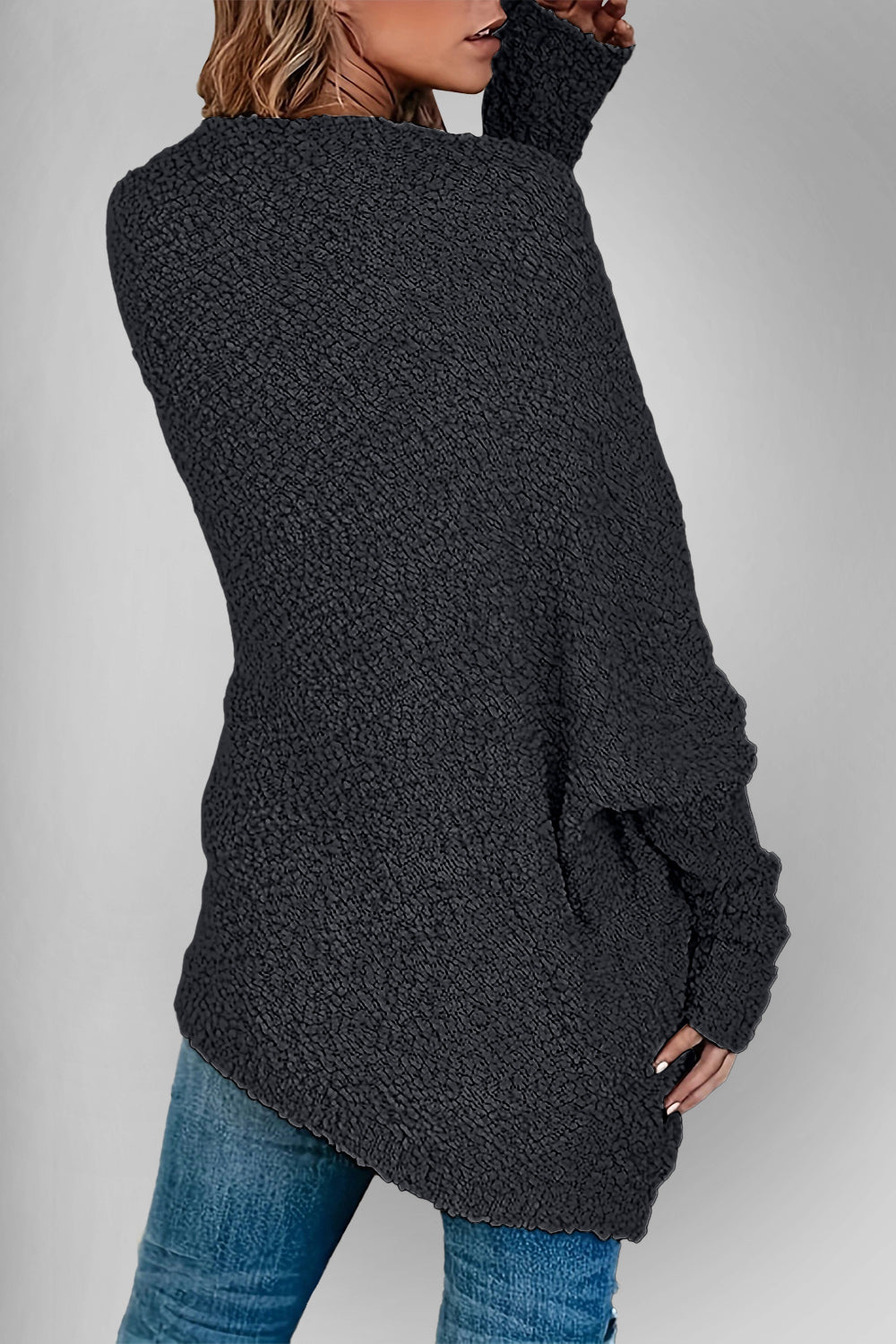 Double Take Pocketed Open Front Long Sleeve Cardigan 