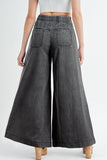 Beau Blue Mineral Wash Button Fly Waist Wide Leg Jeans Bottoms/Jeans