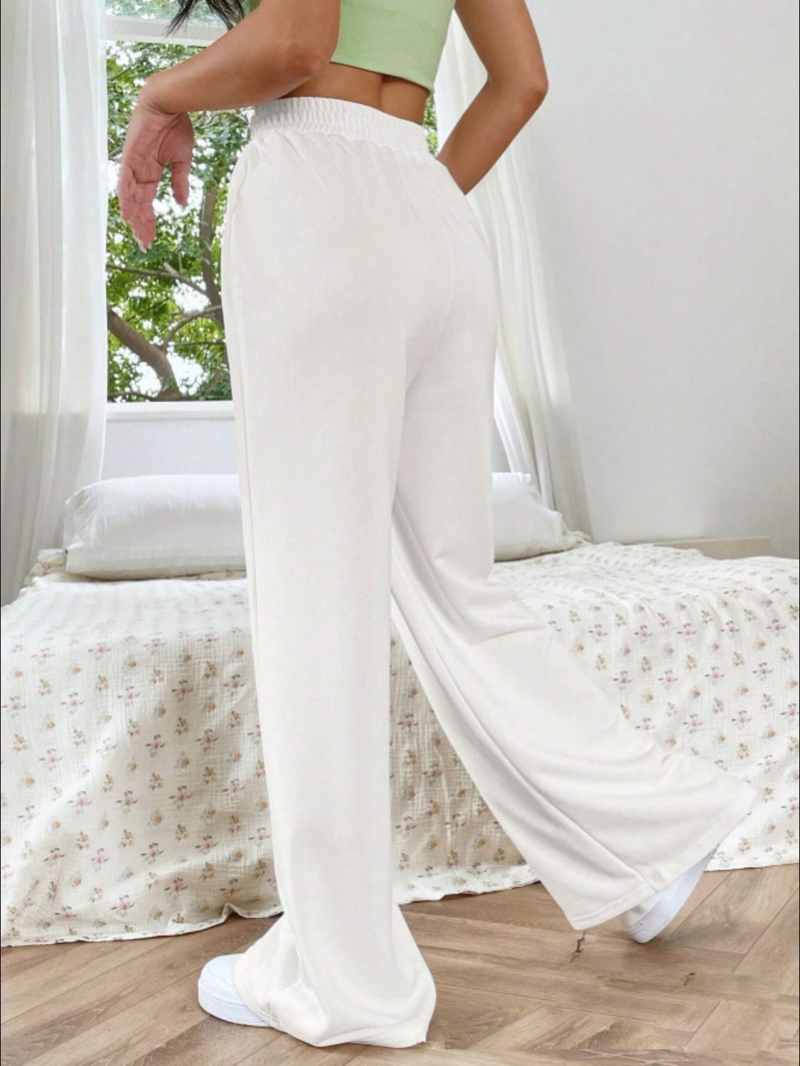 Elastic Waist Wide Leg Pants 