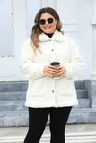 Plus Size Fuzzy Collared Neck Long Sleeve Jacket 