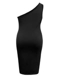 Plus Size Twisted One Shoulder Sleeveless Midi Dress 
