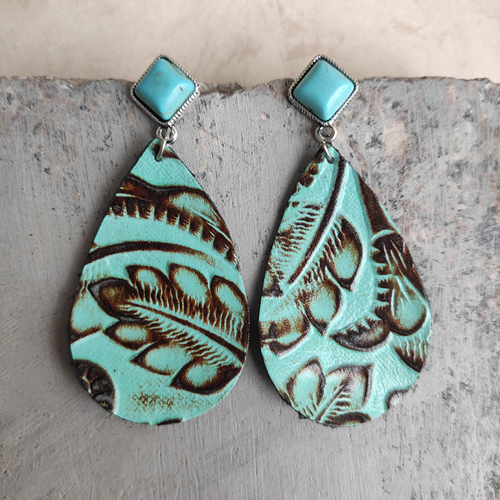 Artificial Turquoise Teardrop Earrings 