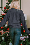 Sequin Patch Pumpkin Round Neck Sweatshirt 