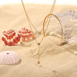 Stainless Steel Zircon Double-Layered Necklace 