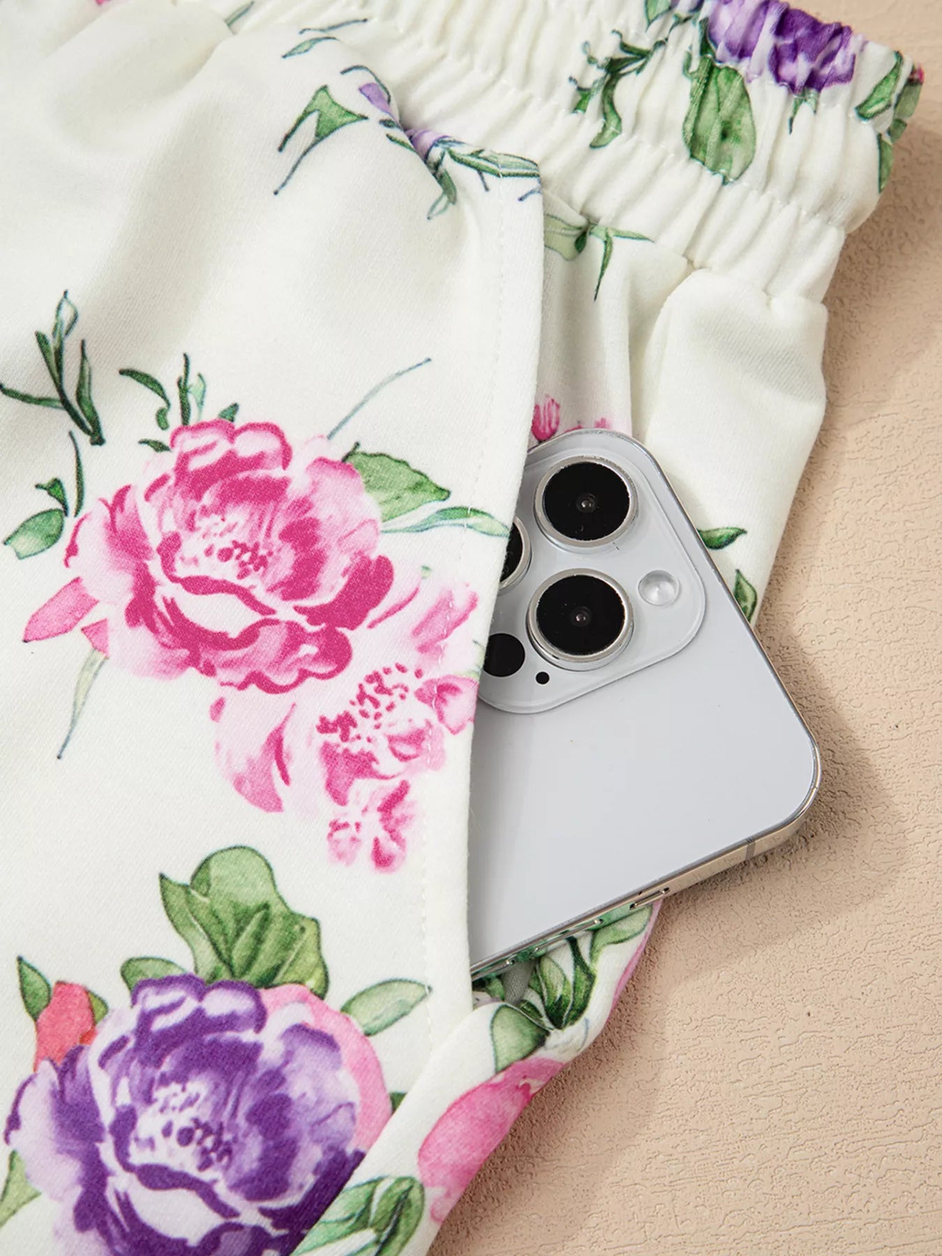 Floral Print Round Neck Top and Drawstring Pants Lounge Set Lingerie & Nightwear