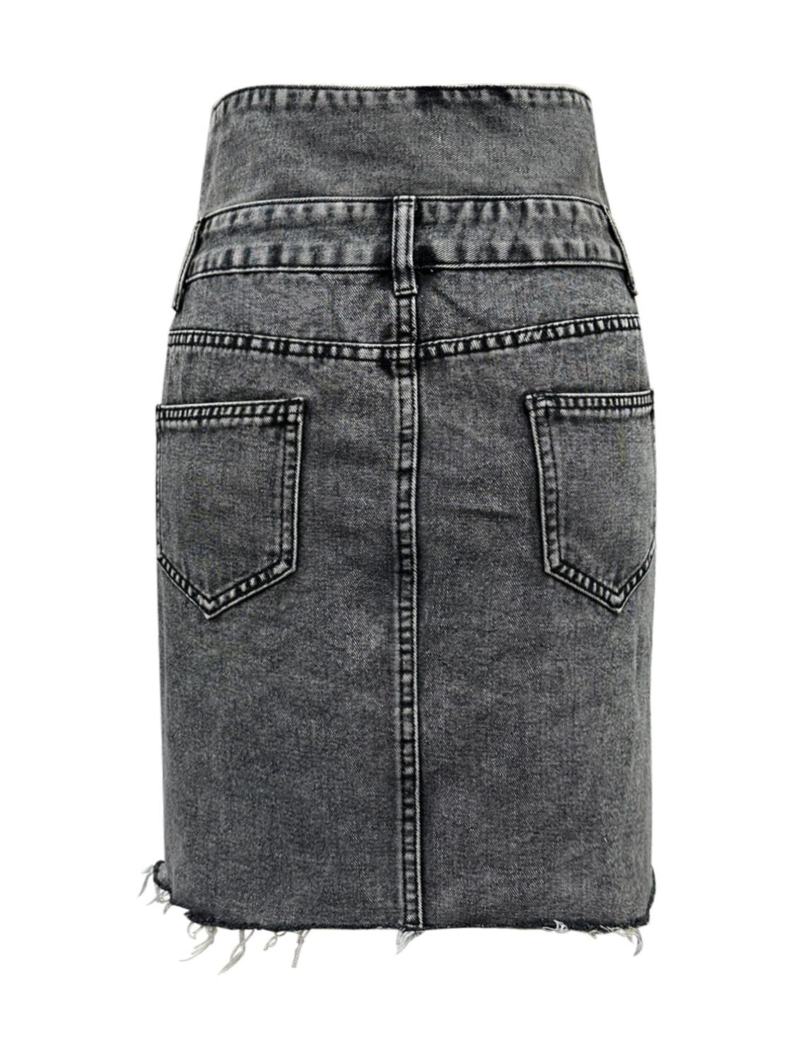 Raw Hem High Waist Denim Skirt skirt