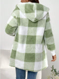 Plaid Long Sleeve Hooded Coat 