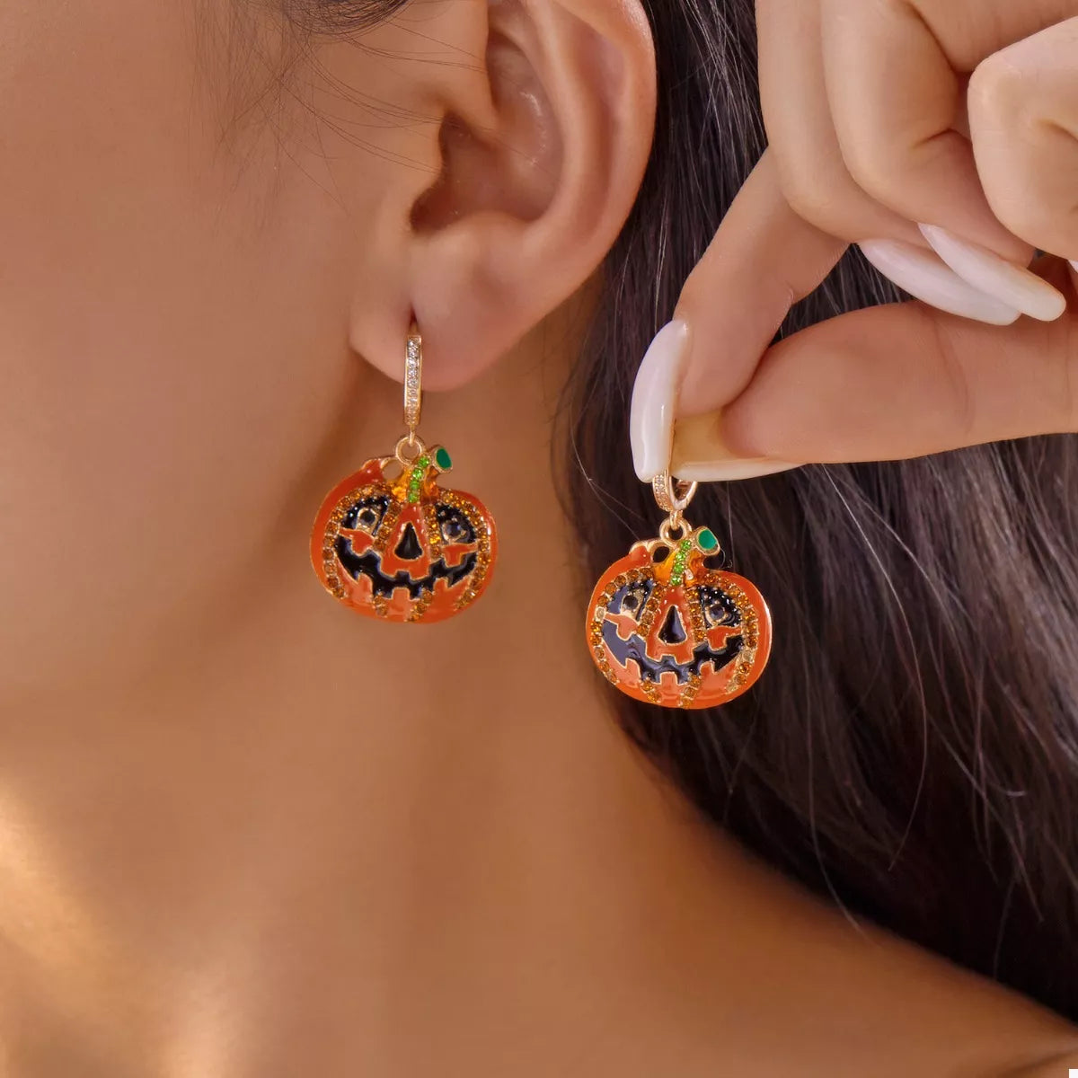 Halloween Pumpkin Drop Earrings 