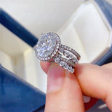 3 Carat Moissanite 925 Sterling Silver Layered Ring 