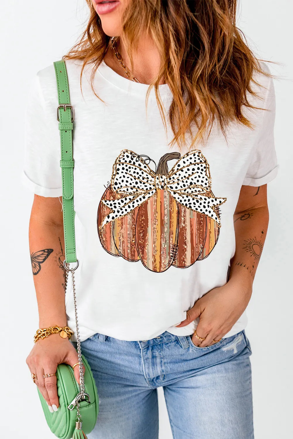 Full Size Pumpkin Round Neck Short Sleeve T-Shirt 