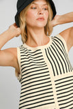 Umgee Round Neck Texture Striped Tank 