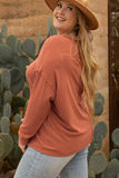 Plus Size Notched Long Sleeve T-Shirt 