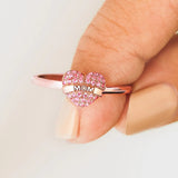 MOM Heart Shape 925 Sterling Silver Engraved Ring 