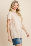 Cotton Bleu by Nu Label Eyelet Round Neck Short Sleeve T-Shirt 