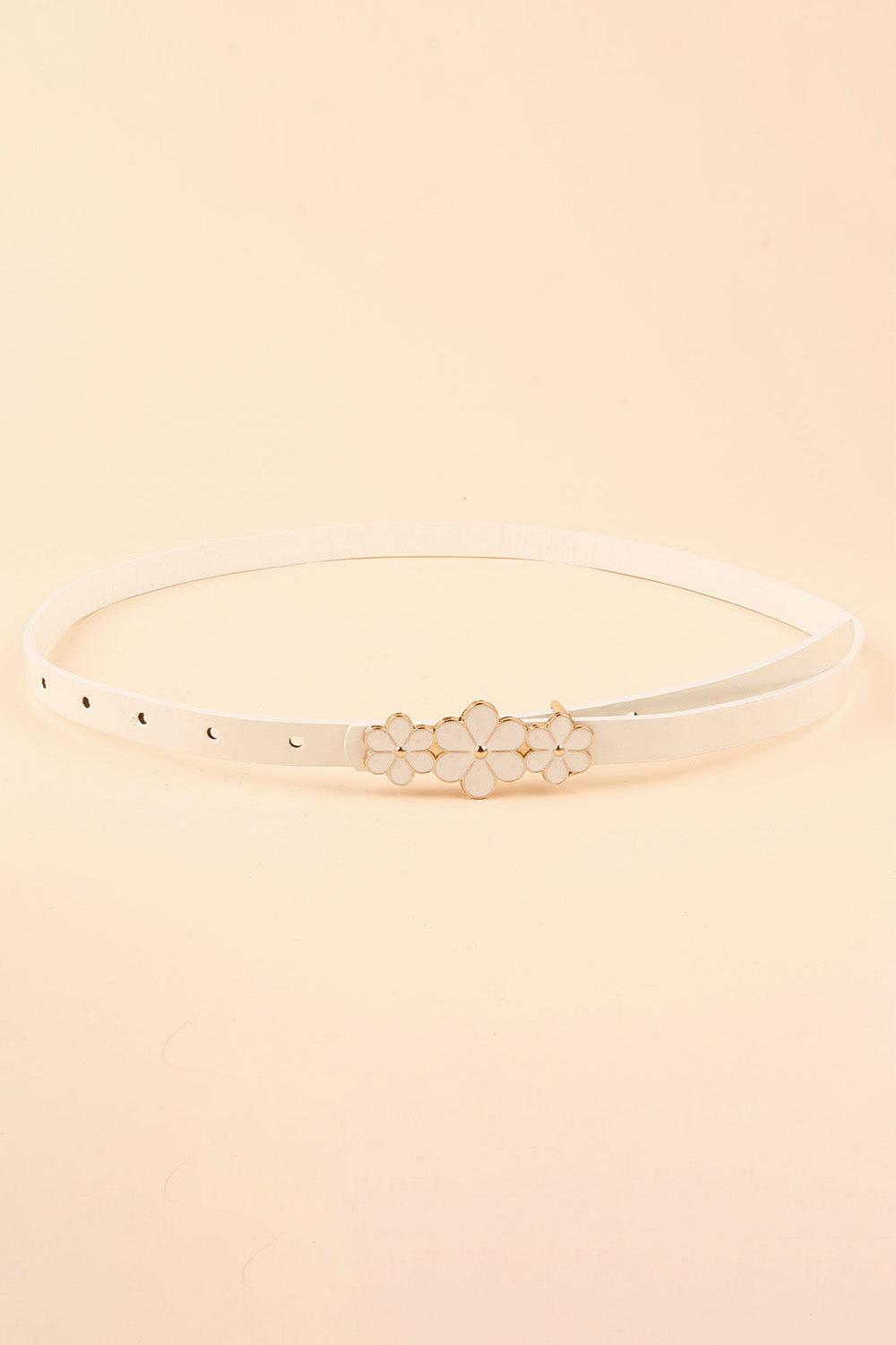Flower Decor Skinny PU Belt 