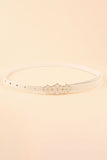 Flower Decor Skinny PU Belt 