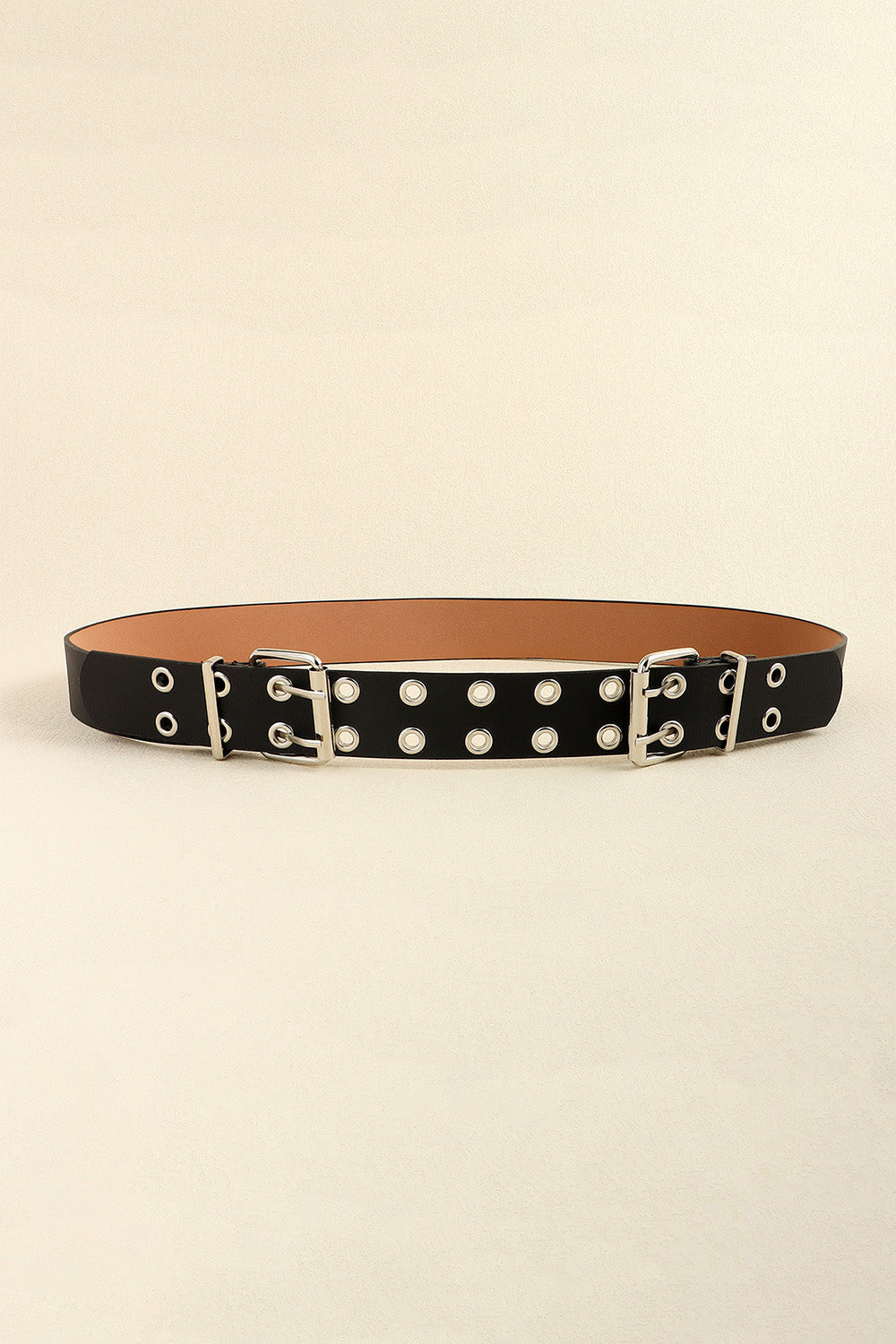PU Leather Two Row Eyelet Belt 