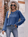 Mandy Long Flounce Sleeve Round Neck Blouse 