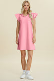 Double Take Full Size Ruffled V-Neck Cap Sleeve Dress 