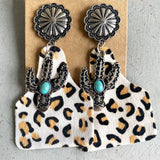 Turquoise Decor Cactus Alloy Earrings 