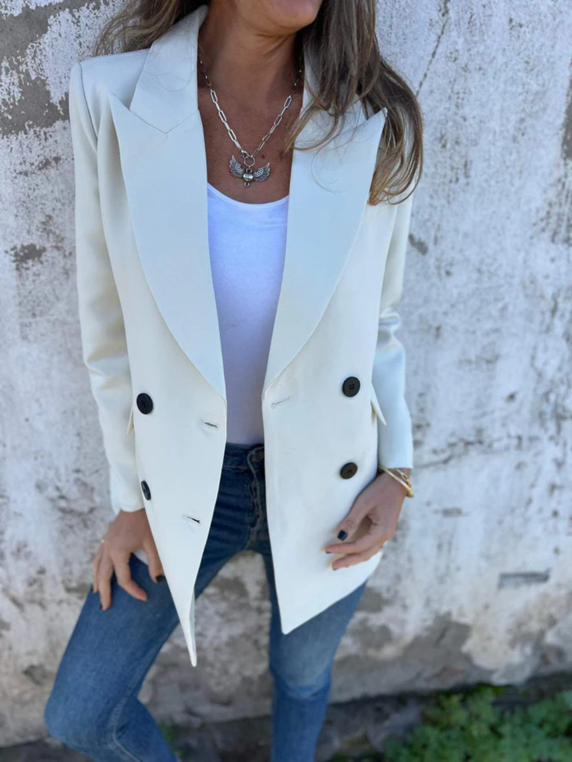 Full Size Collared Neck Long Sleeve Blazer 