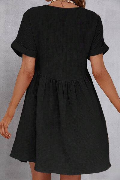 V-Neck Short Sleeve Dress Dresses