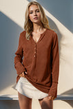 Double Take Full Size Notched Thumbhole Long Sleeve T-Shirt 