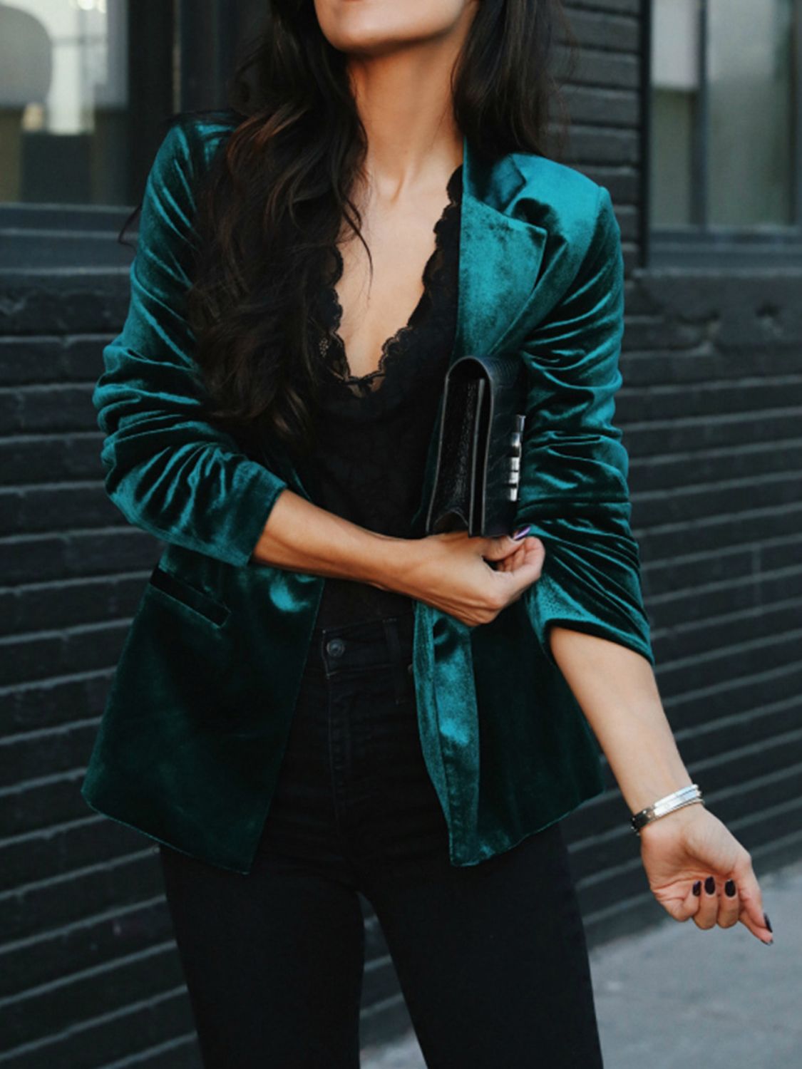 Button Up Lapel Collar Blazer 