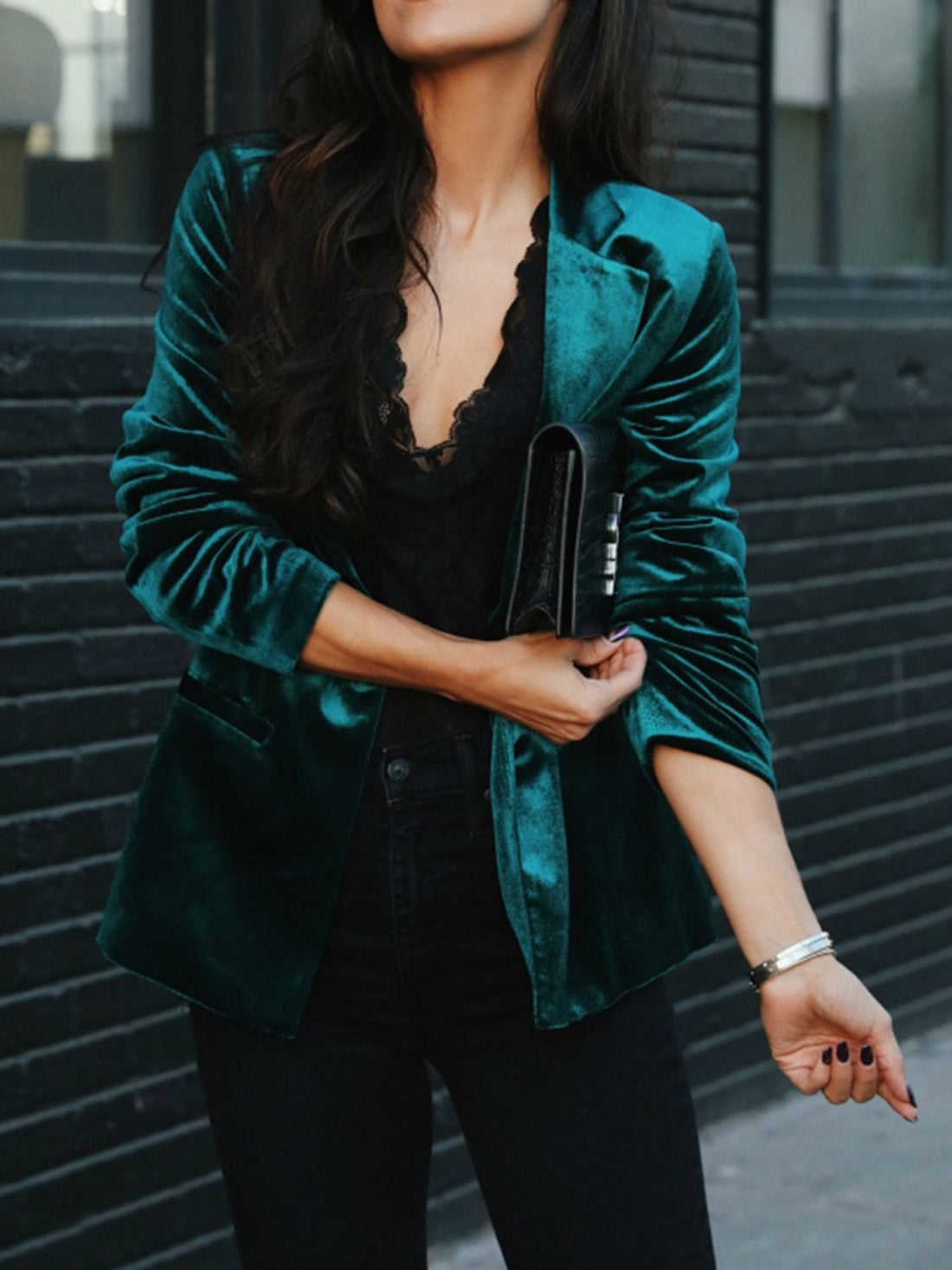 Button Up Lapel Collar Blazer 