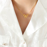 Titanium Steel Bow Pendant Necklace 