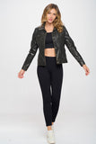 Coalition LA Button Down Cargo Vegan Leather Shacket 