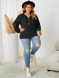 Honey Plus Size Openwork Notched Button Front Blouse 