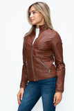 YMI Faux Layered Double-Zipper Jacket with Fuzzy Hood 
