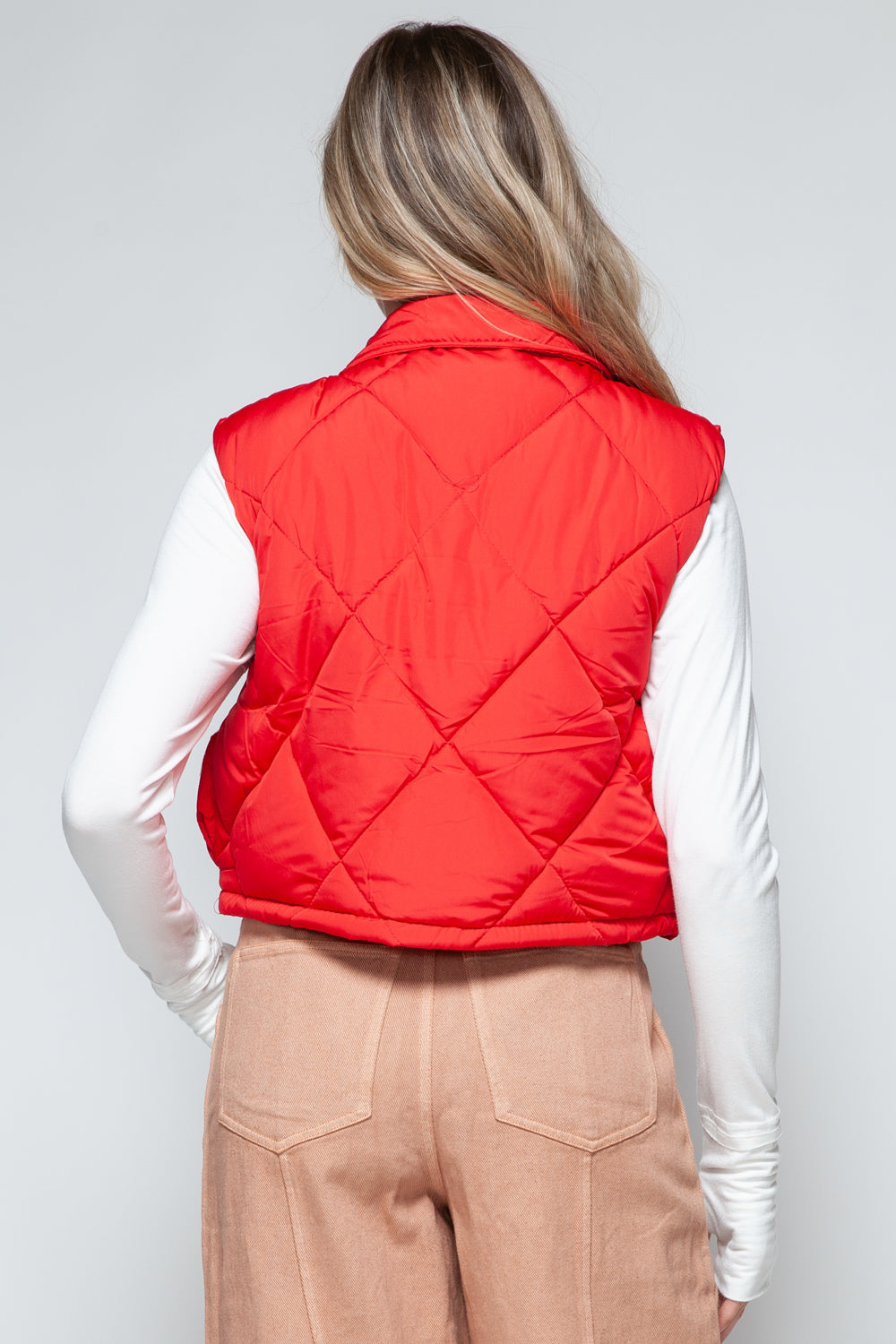 Snobbish Snap Down Quilted Crop Vest 