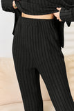 Basic Bae Full Size Ribbed Drawstring Hooded Top and Straight Pants Set 