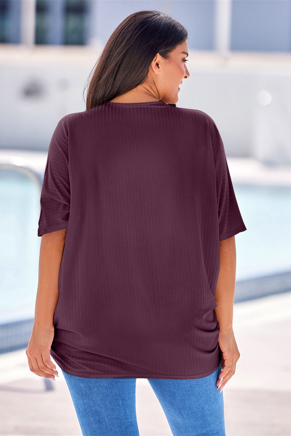 Plus Size Ribbed Cocoon Cover Up 