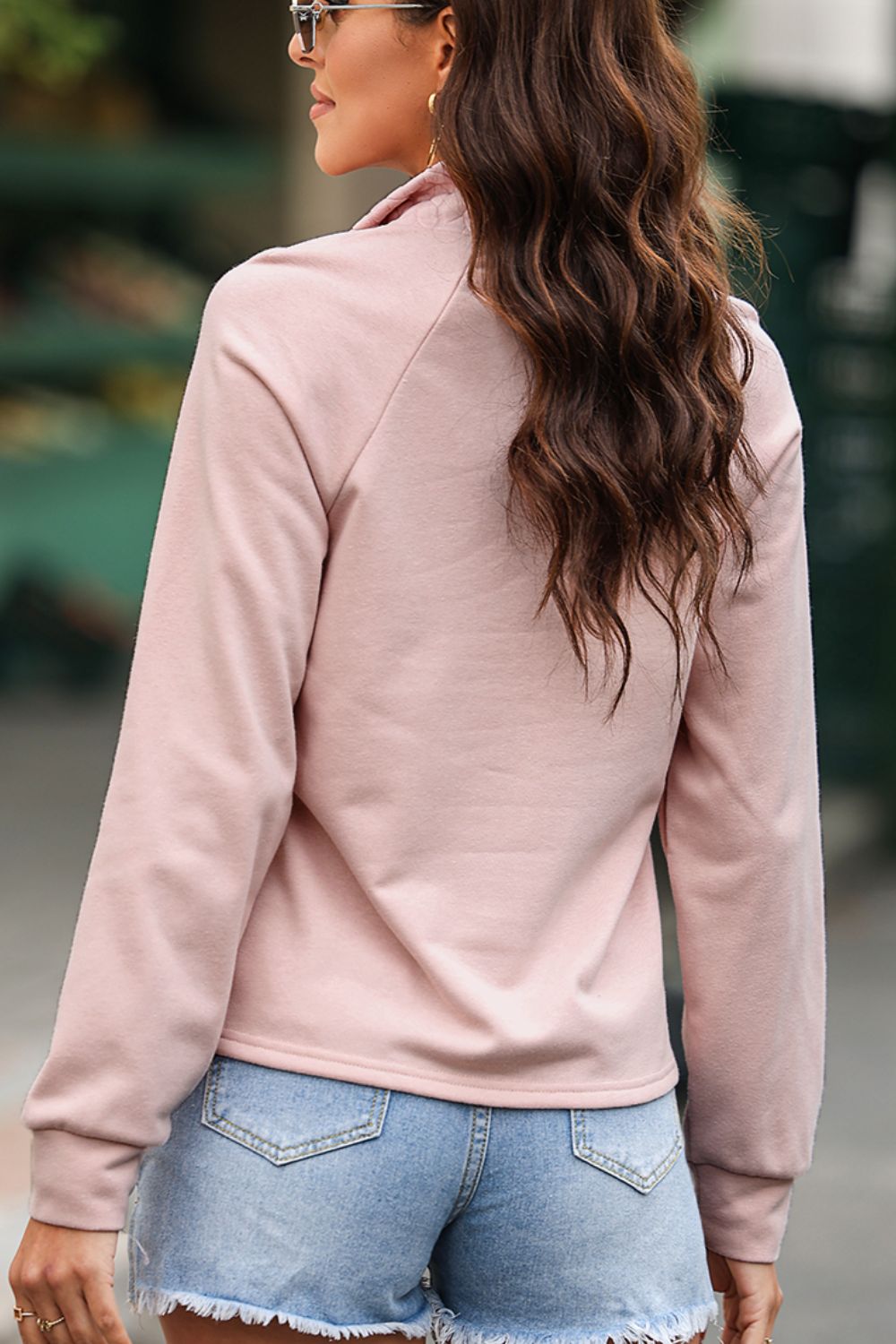 Textured Quarter Zip Long Sleeve Sweatshirt 