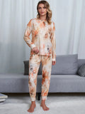 Shiny Tie-Dye Round Neck Top and Pants Lounge Set Lingerie & Nightwear