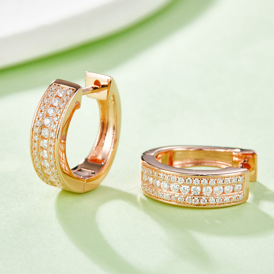 Moissanite 925 Sterling Silver Huggie Earrings 