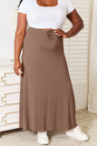 Double Take Full Size Soft Rayon Drawstring Waist Maxi Skirt 