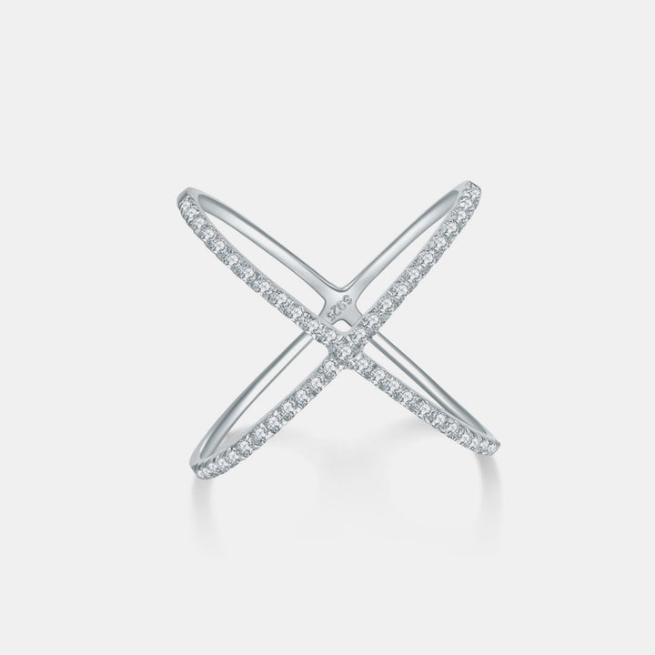 925 Sterling Silver Moissanite Crisscross Ring 