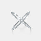 925 Sterling Silver Moissanite Crisscross Ring 