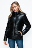 How Dare U Pocketed Zip Up Puffer Jacket with Removable Hood 