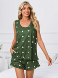 Heart Scoop Neck Tank and Shorts Lounge Set Lingerie & Nightwear